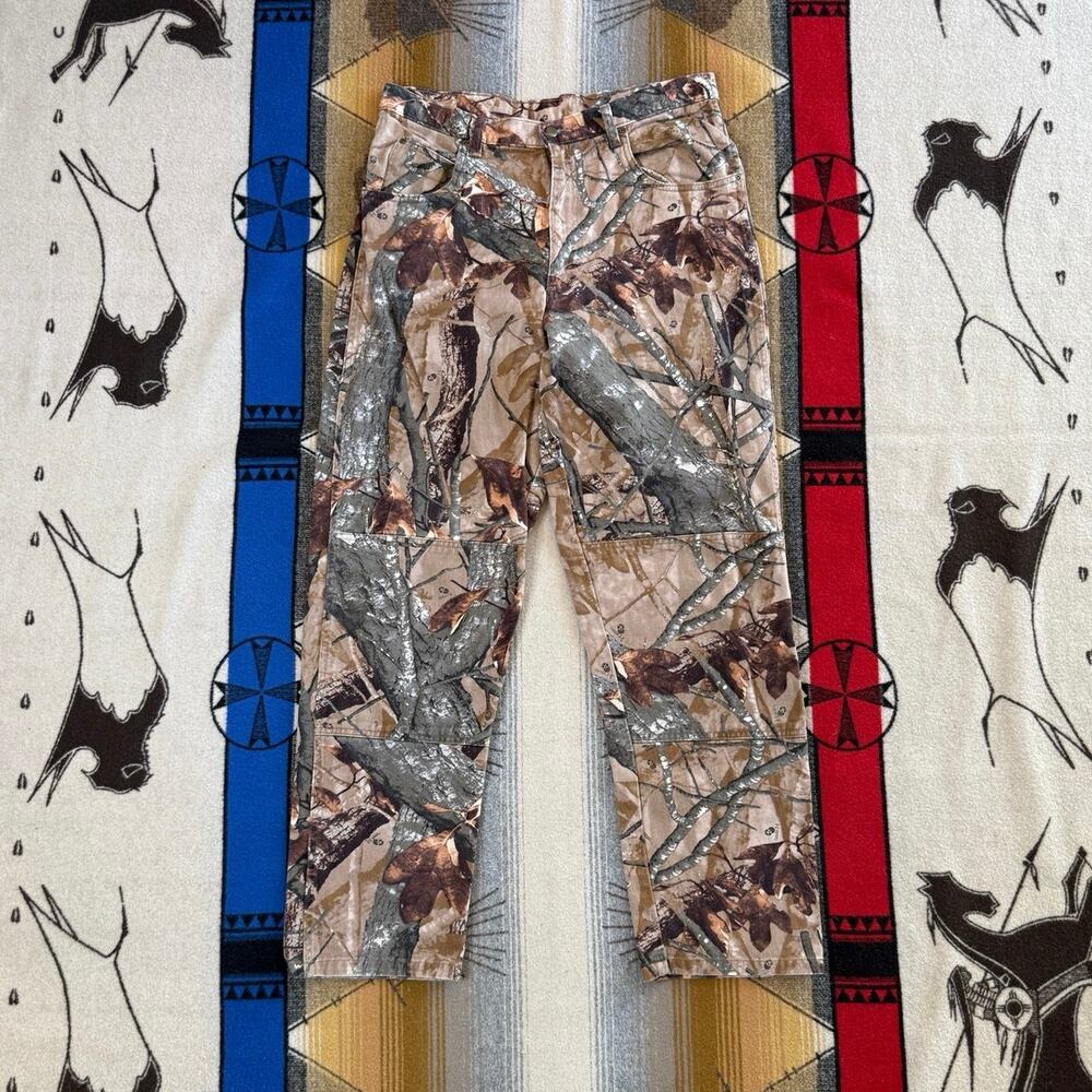 Vintage Y2K Wrangler Fusion 3-D Camo Camoflauge Double Knee Jeans Size 36x32
